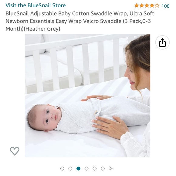 BlueSnail Adjustable Baby Cotton Swaddle Wrap 3 Pack - Picture 2 of 2